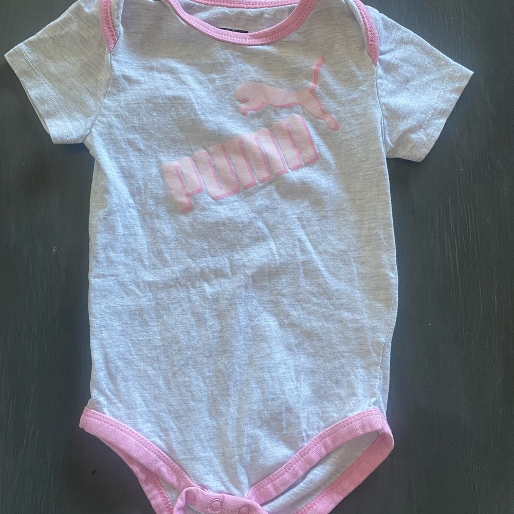 Puma Baby Onesie in Pink and White